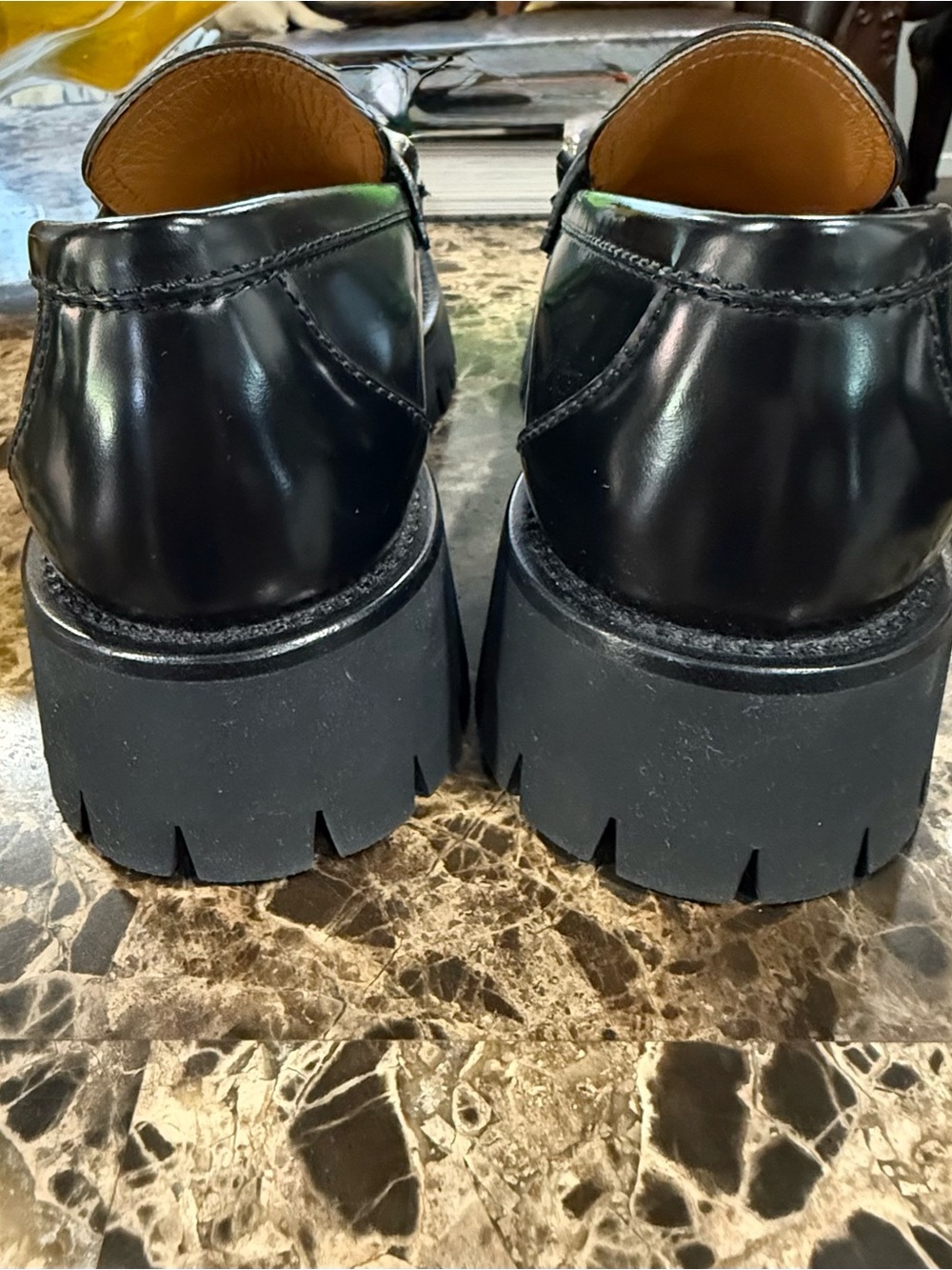 Gucci Women’s Black Leather Loafers, Silver Double G Chain, Near-NEW Condition - Picture 9 of 11
